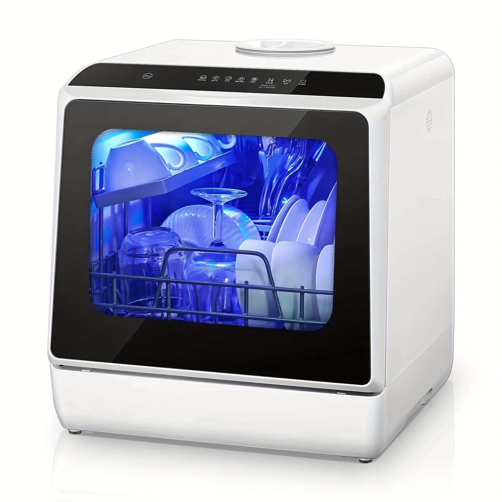 Countertop Portable Dishwasher, No Installation Required, 5 Washing Programs with Hot Air Drying & 72‑Hour Storage for Small Apartments