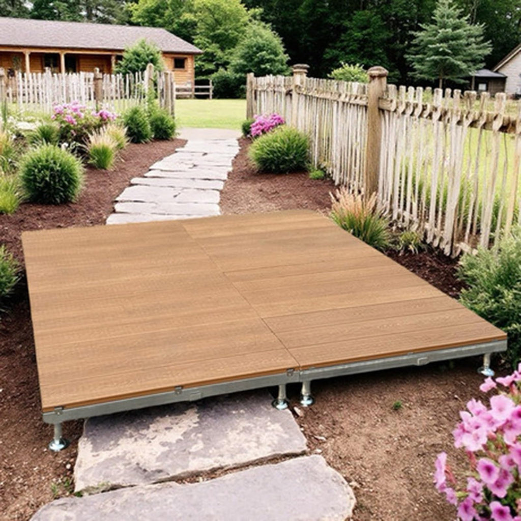 Portable WPC Deck Platform, Quick‑Assembly Modular Outdoor Flooring, Reusable Interlocking Composite Deck Tiles for Events, Camping & Backyard
