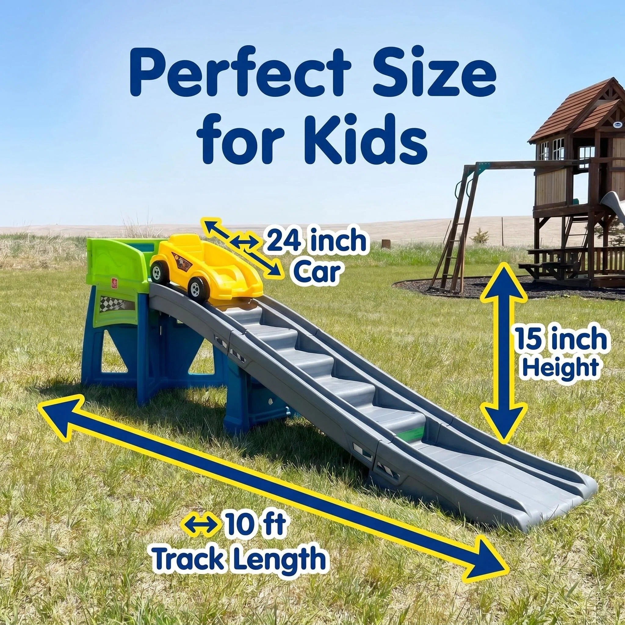 Kids Roller Coaster Ride‑On Toy, 10 Ft Track Heavy Duty Toddler Sliding Car Playset, Supports Up to 50 Lbs, Indoor & Outdoor Play, Tool‑Free Assembly