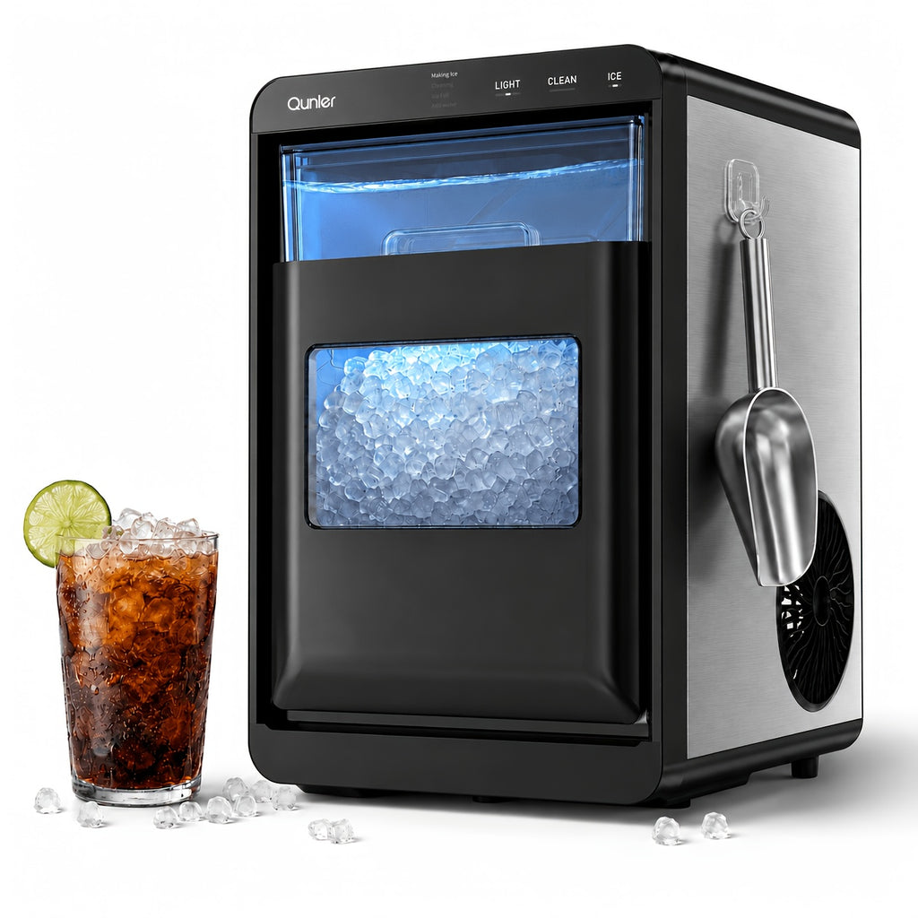 Countertop Ice Maker Machine, 44LBS/24H, 10 Mins Fast Ice Making, 3 Ice Textures, Self‑Cleaning Smart Ice Maker with LED Touch Panel, Removable Water Tank & Ice Basket for Home Kitchen Bar RV