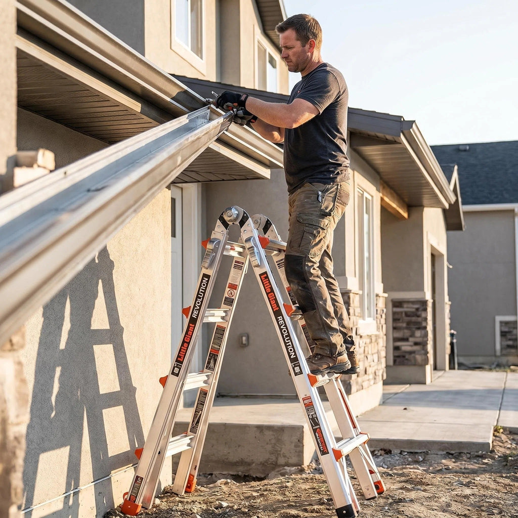 Multi‑Position Folding Aluminum Ladder, Aircraft‑Grade Heavy Duty Ladder with Non‑Slip Rubber Feet, Compact Foldable Design for Home Repair, Roof & Outdoor Work