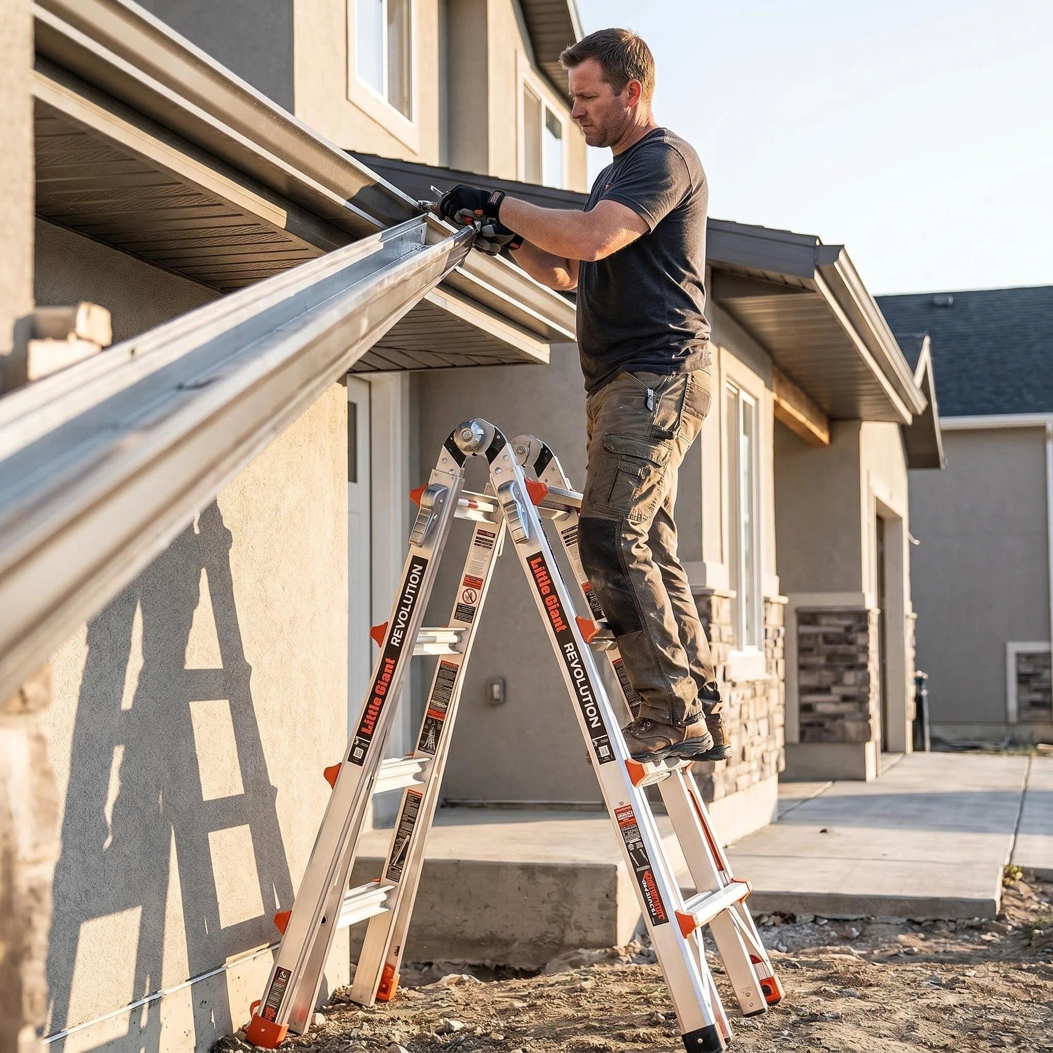 Multi‑Position Folding Aluminum Ladder, Aircraft‑Grade Heavy Duty Ladder with Non‑Slip Rubber Feet, Compact Foldable Design for Home Repair, Roof & Outdoor Work