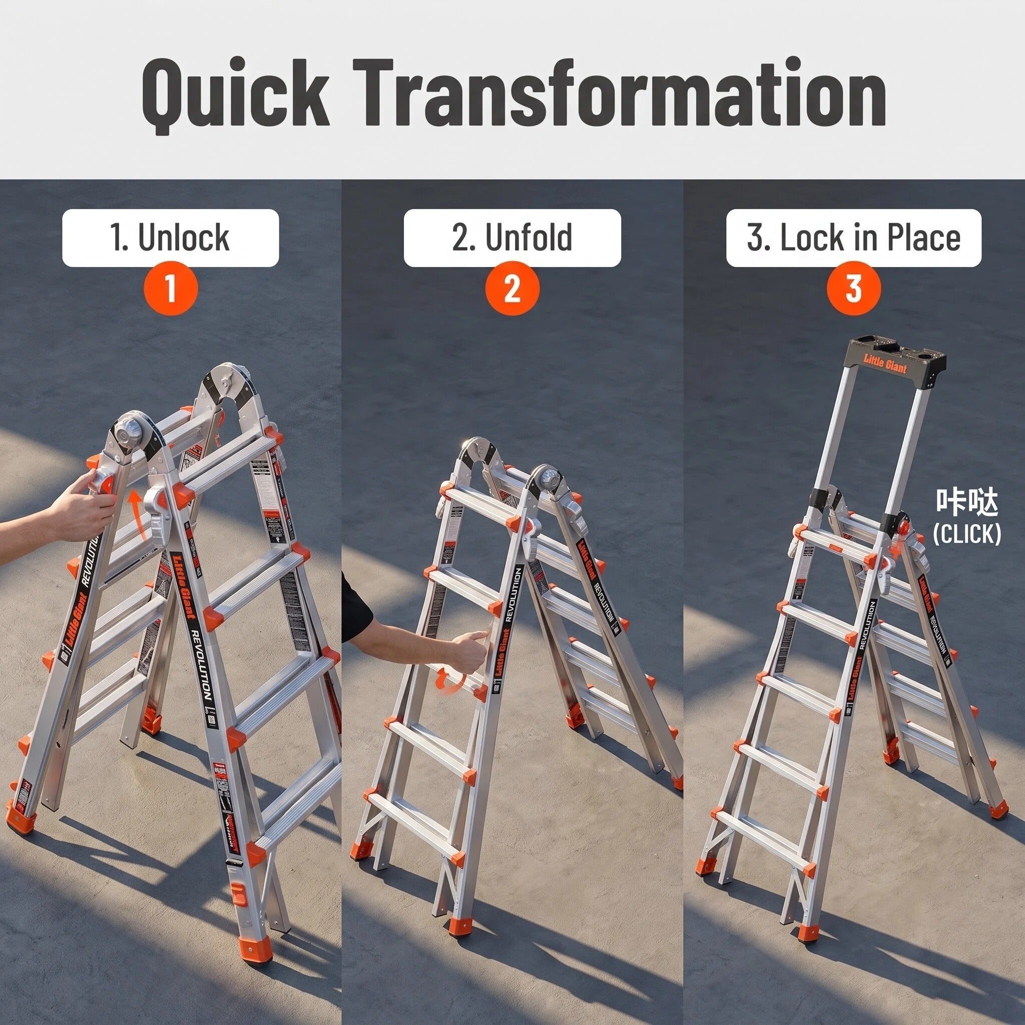 Multi‑Position Folding Aluminum Ladder, Aircraft‑Grade Heavy Duty Ladder with Non‑Slip Rubber Feet, Compact Foldable Design for Home Repair, Roof & Outdoor Work