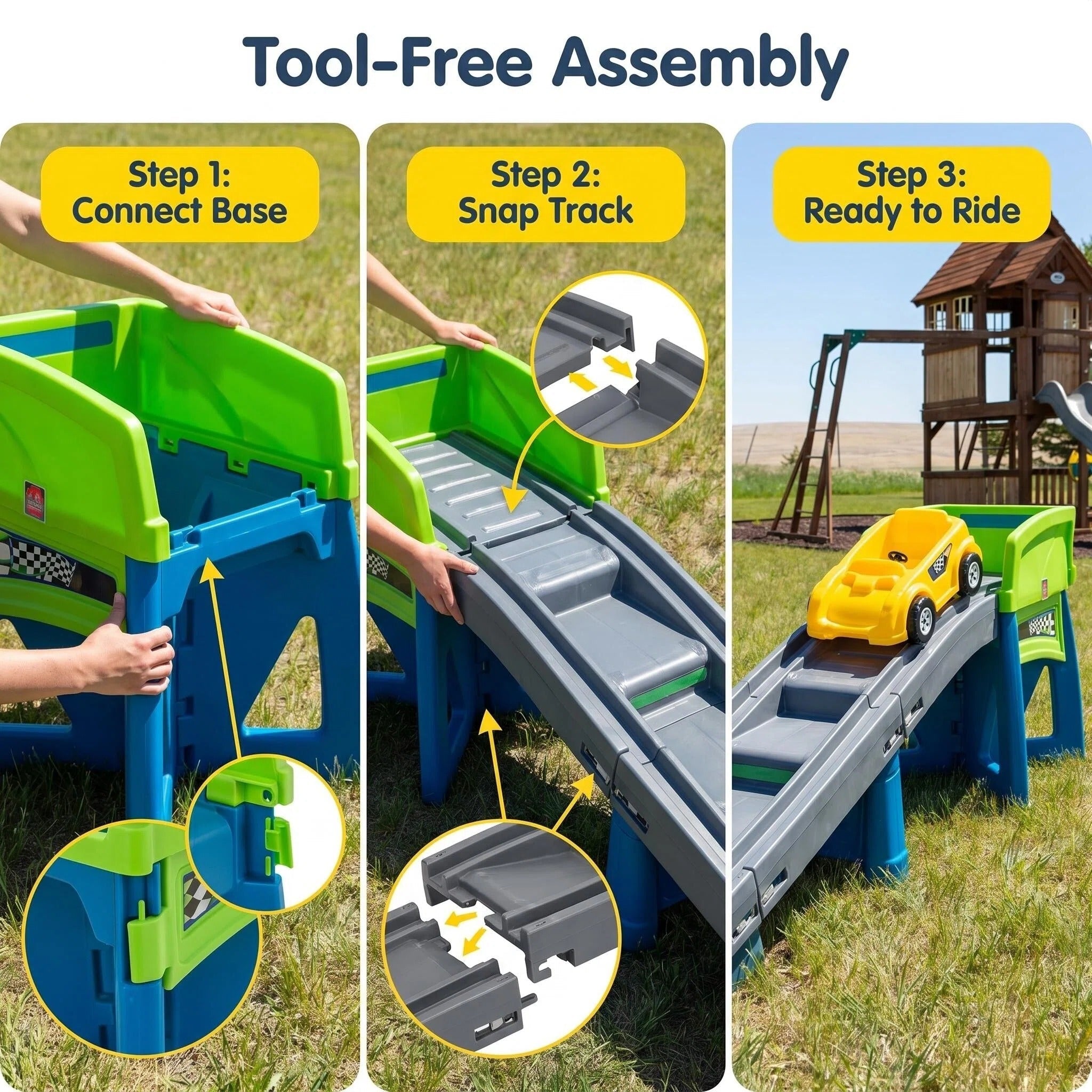 Kids Roller Coaster Ride‑On Toy, 10 Ft Track Heavy Duty Toddler Sliding Car Playset, Supports Up to 50 Lbs, Indoor & Outdoor Play, Tool‑Free Assembly