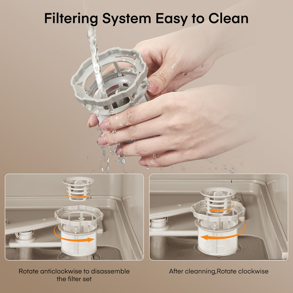 Countertop Portable Dishwasher, No Installation Required, 5 Washing Programs with Hot Air Drying & 72‑Hour Storage for Small Apartments