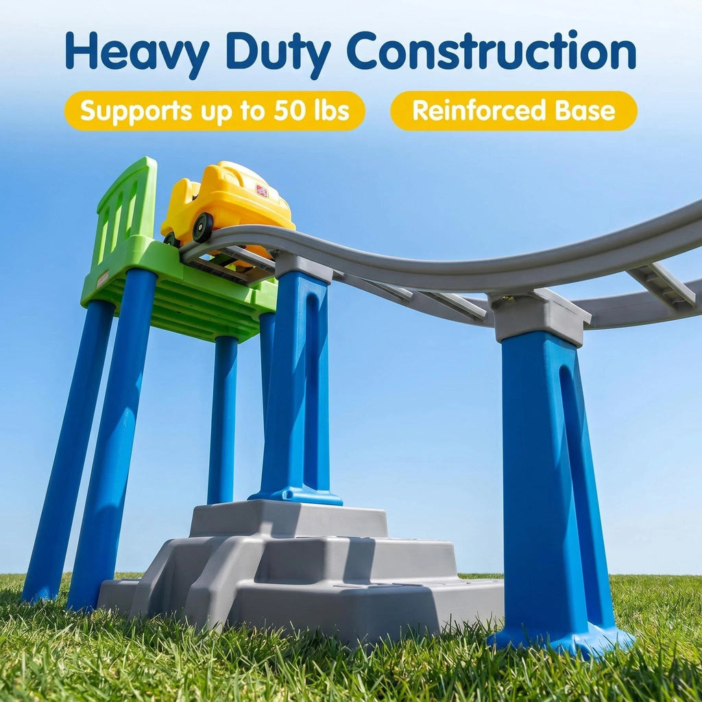 Kids Roller Coaster Ride‑On Toy, 10 Ft Track Heavy Duty Toddler Sliding Car Playset, Supports Up to 50 Lbs, Indoor & Outdoor Play, Tool‑Free Assembly