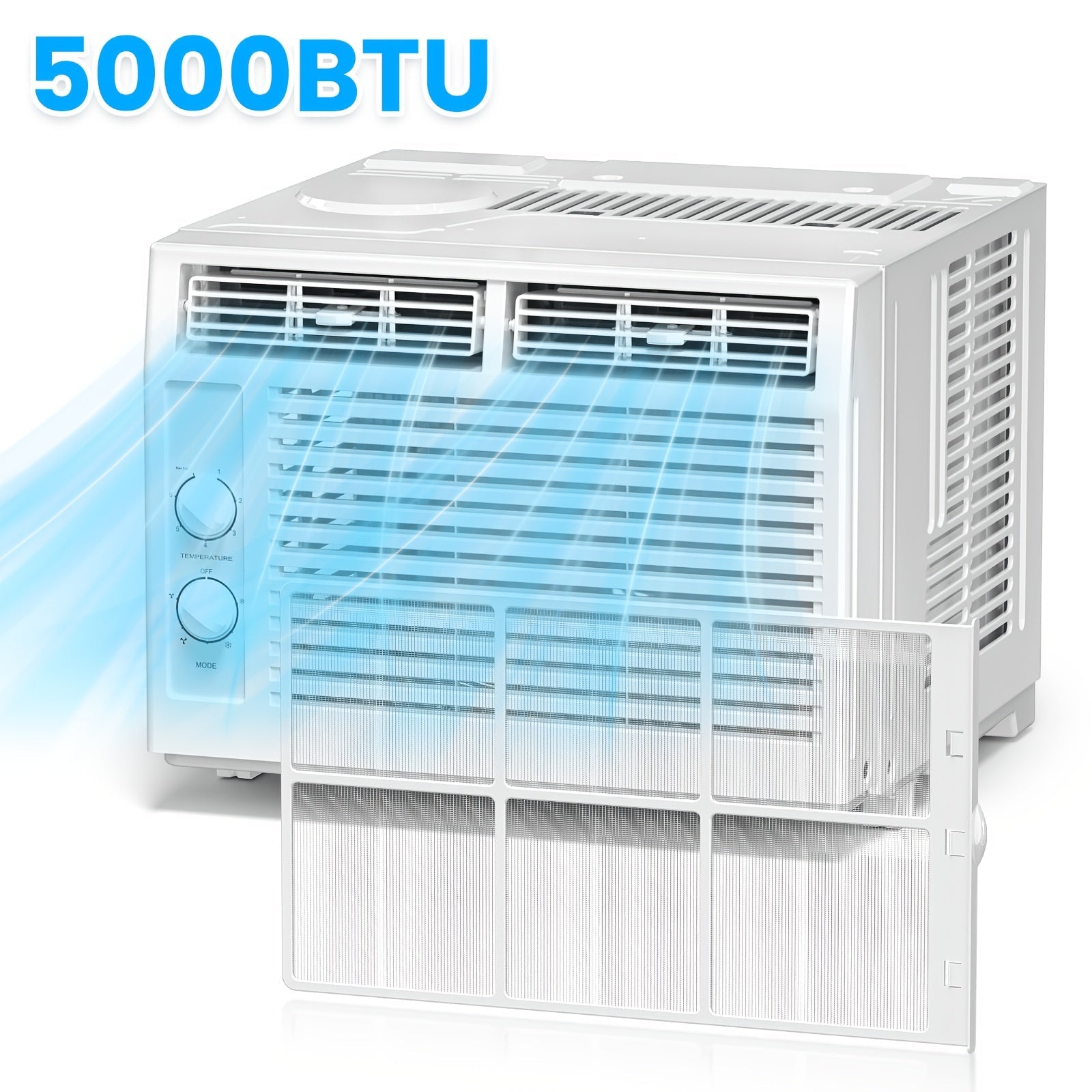 3‑in‑1 Window Air Conditioner, 5000‑10000 BTU Window‑Mount AC Unit with Remote Control, Cool Dry Fan Modes for Bedroom Living Room