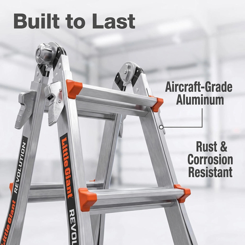 Multi‑Position Folding Aluminum Ladder, Aircraft‑Grade Heavy Duty Ladder with Non‑Slip Rubber Feet, Compact Foldable Design for Home Repair, Roof & Outdoor Work