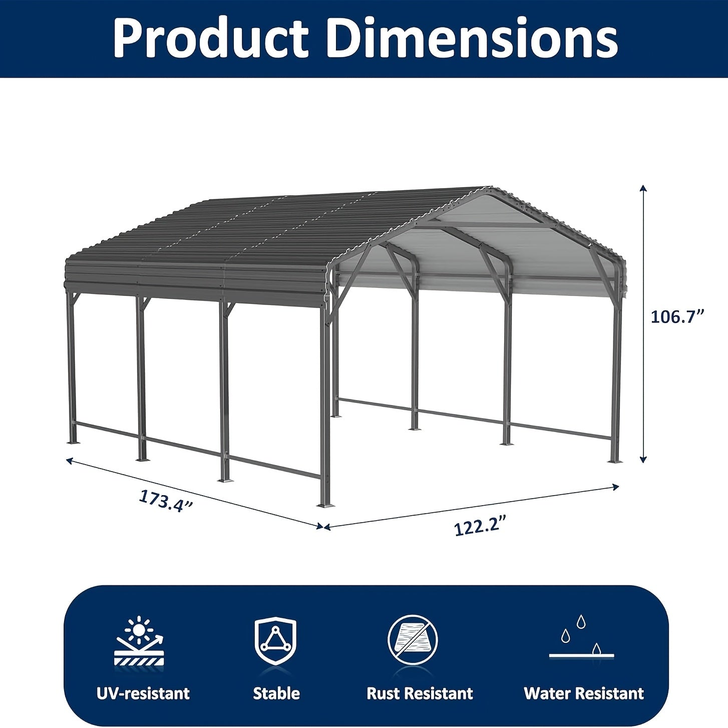 🏠 Heavy Duty Metal Carport | Galvanized Steel Corrugated Roof Vehicle Shelter, Pitched Roof All-Weather Outdoor Car Canopy for Pickup, SUV, Tractors & Boats