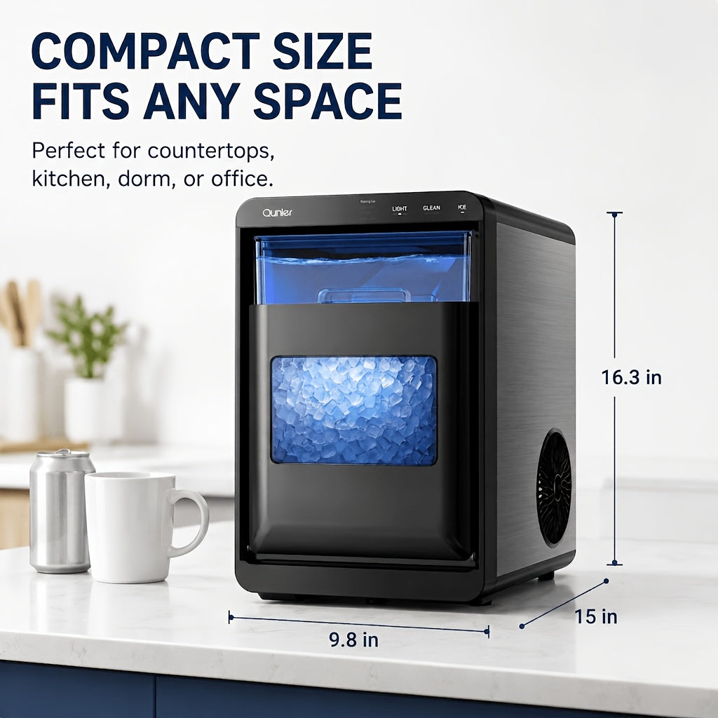 Countertop Ice Maker Machine, 44LBS/24H, 10 Mins Fast Ice Making, 3 Ice Textures, Self‑Cleaning Smart Ice Maker with LED Touch Panel, Removable Water Tank & Ice Basket for Home Kitchen Bar RV
