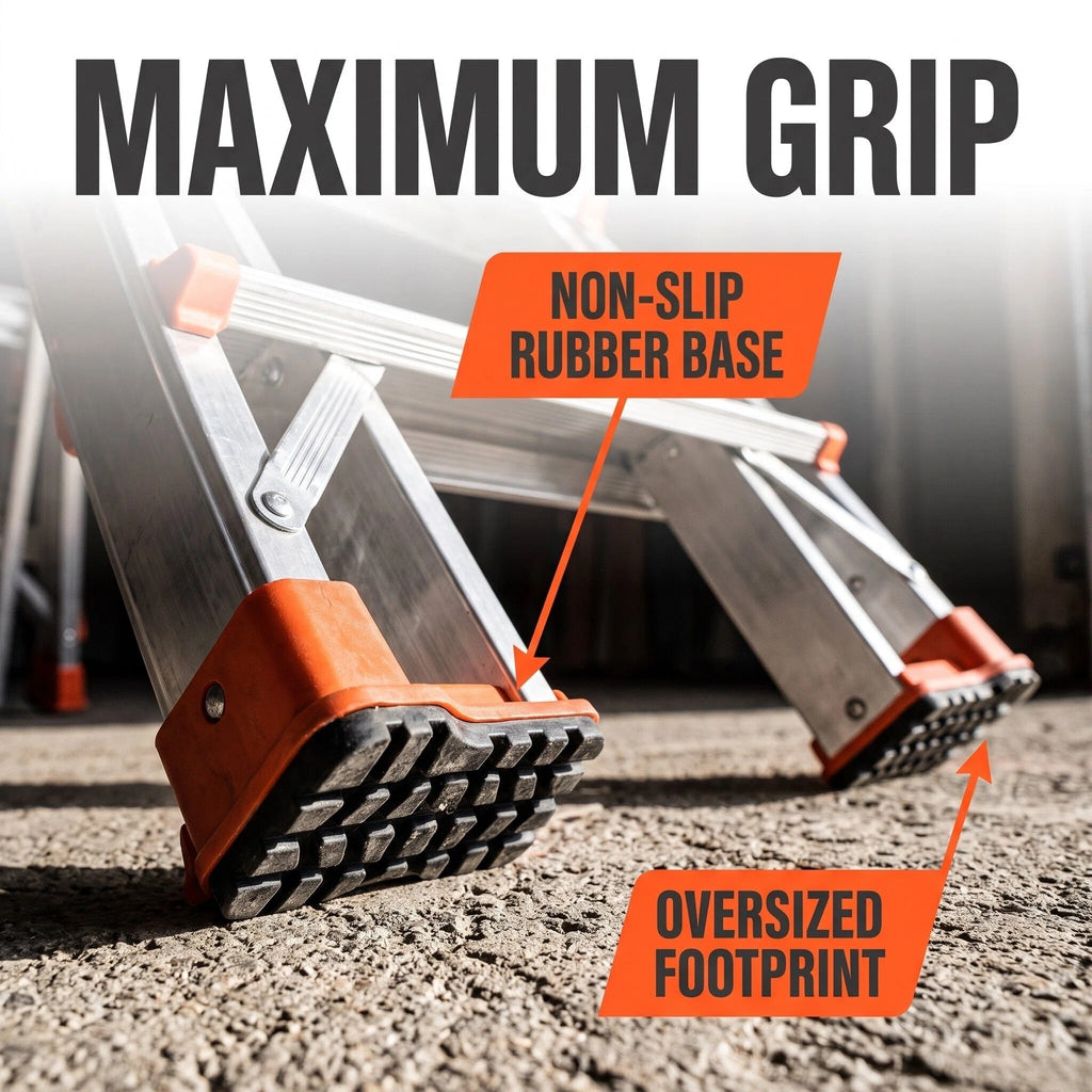 Multi‑Position Folding Aluminum Ladder, Aircraft‑Grade Heavy Duty Ladder with Non‑Slip Rubber Feet, Compact Foldable Design for Home Repair, Roof & Outdoor Work