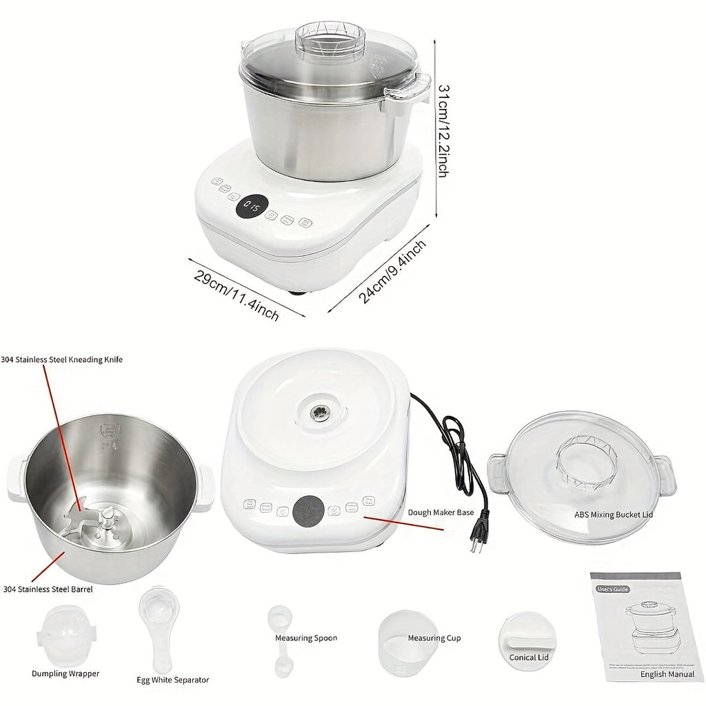 5QT /7QT Electric Dough Maker, Automatic Kneading & Proofing Machine, 304 Stainless Steel Bowl Hands‑Free Bread Dough Mixer