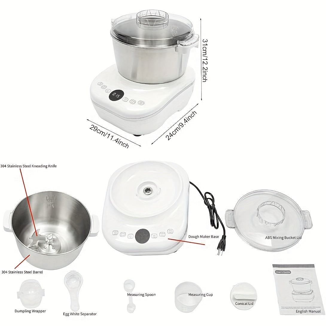 5QT /7QT Electric Dough Maker, Automatic Kneading & Proofing Machine, 304 Stainless Steel Bowl Hands‑Free Bread Dough Mixer