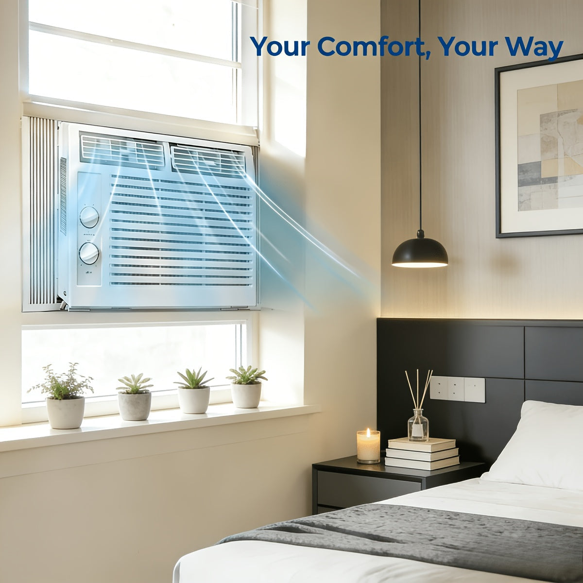 3‑in‑1 Window Air Conditioner, 5000‑10000 BTU Window‑Mount AC Unit with Remote Control, Cool Dry Fan Modes for Bedroom Living Room