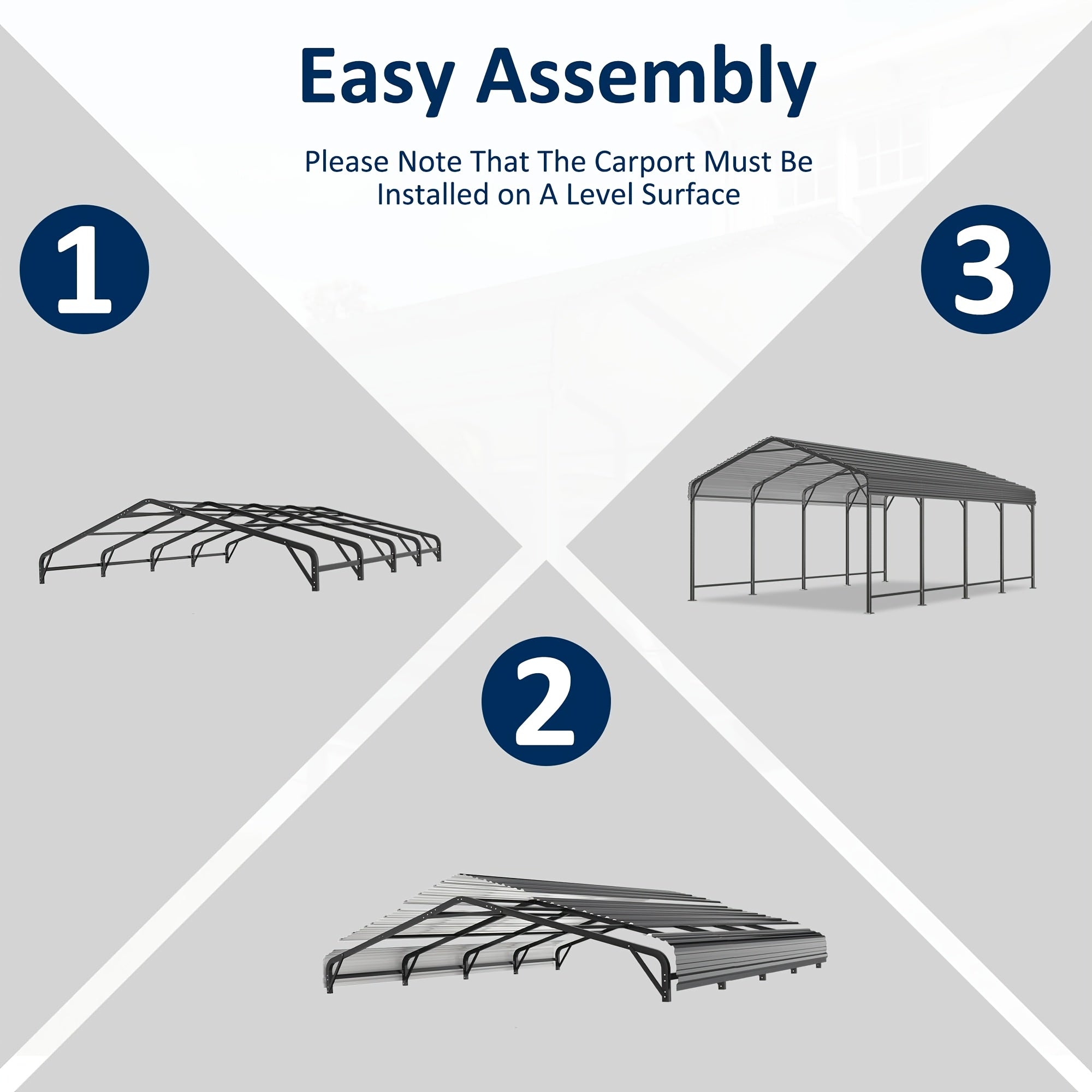 🏠 Heavy Duty Metal Carport | Galvanized Steel Corrugated Roof Vehicle Shelter, Pitched Roof All-Weather Outdoor Car Canopy for Pickup, SUV, Tractors & Boats