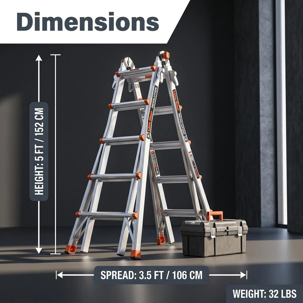 Multi‑Position Folding Aluminum Ladder, Aircraft‑Grade Heavy Duty Ladder with Non‑Slip Rubber Feet, Compact Foldable Design for Home Repair, Roof & Outdoor Work