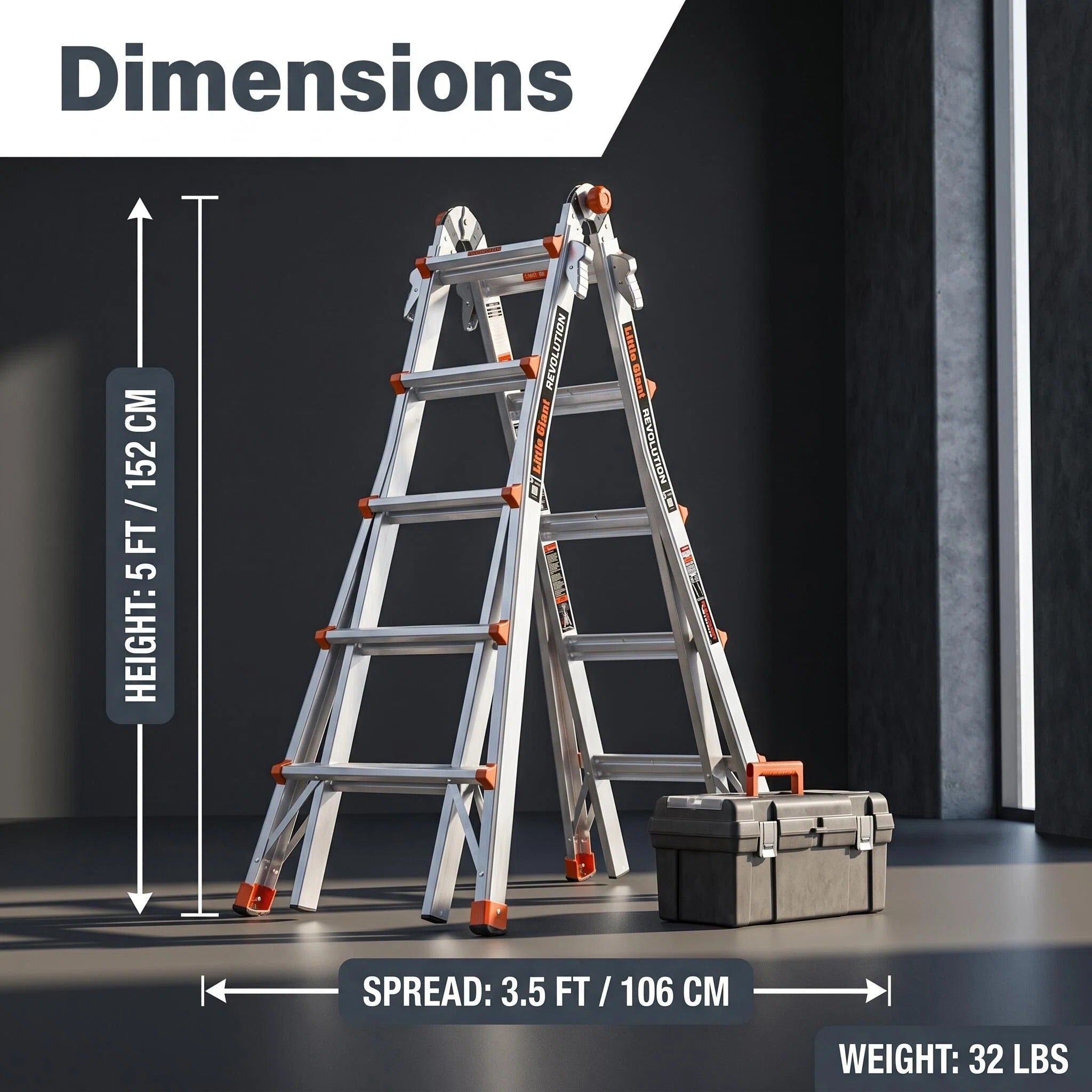 Multi‑Position Folding Aluminum Ladder, Aircraft‑Grade Heavy Duty Ladder with Non‑Slip Rubber Feet, Compact Foldable Design for Home Repair, Roof & Outdoor Work