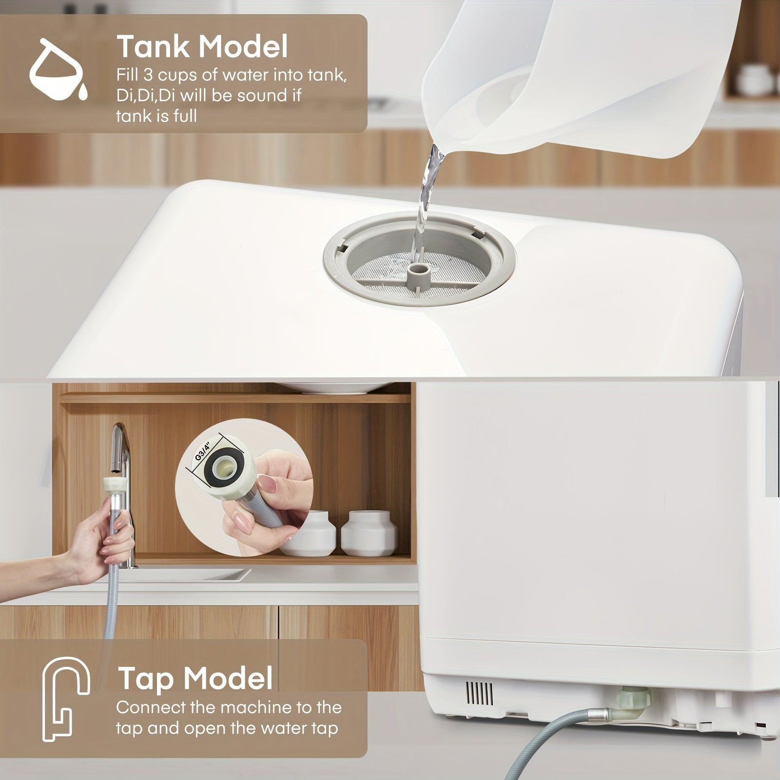 Countertop Portable Dishwasher, No Installation Required, 5 Washing Programs with Hot Air Drying & 72‑Hour Storage for Small Apartments