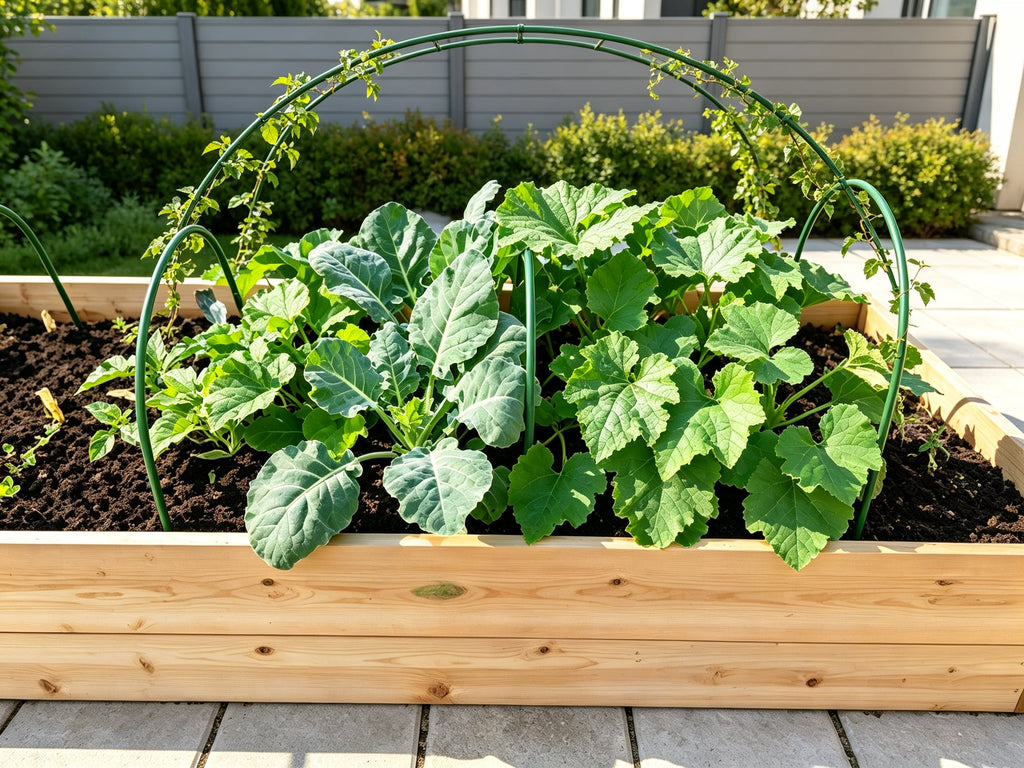 Elevated Wooden Raised Garden Bed with Arch Trellis, Self‑Watering Raised Planter Box for Vegetables Flowers Herbs, Backyard Patio Gardening