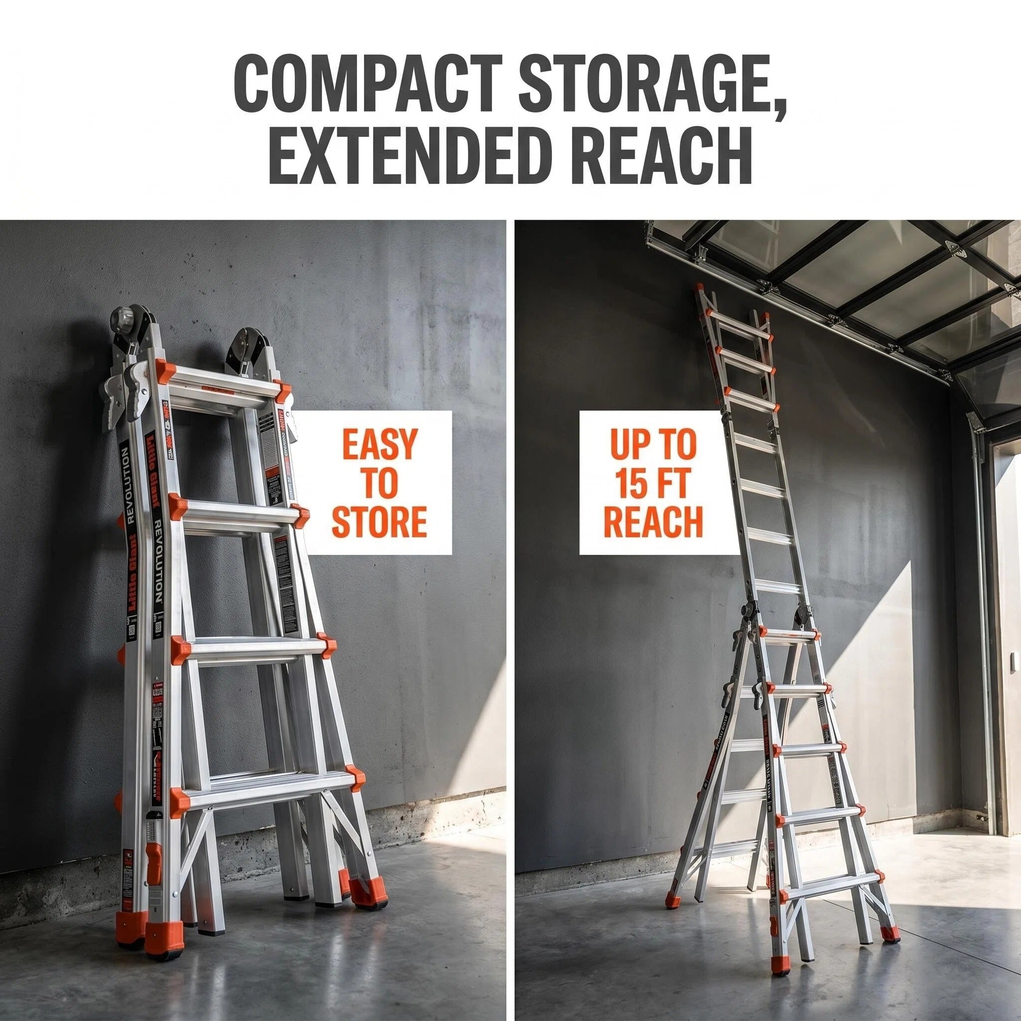 Multi‑Position Folding Aluminum Ladder, Aircraft‑Grade Heavy Duty Ladder with Non‑Slip Rubber Feet, Compact Foldable Design for Home Repair, Roof & Outdoor Work