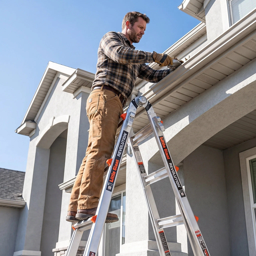 Multi‑Position Folding Aluminum Ladder, Aircraft‑Grade Heavy Duty Ladder with Non‑Slip Rubber Feet, Compact Foldable Design for Home Repair, Roof & Outdoor Work