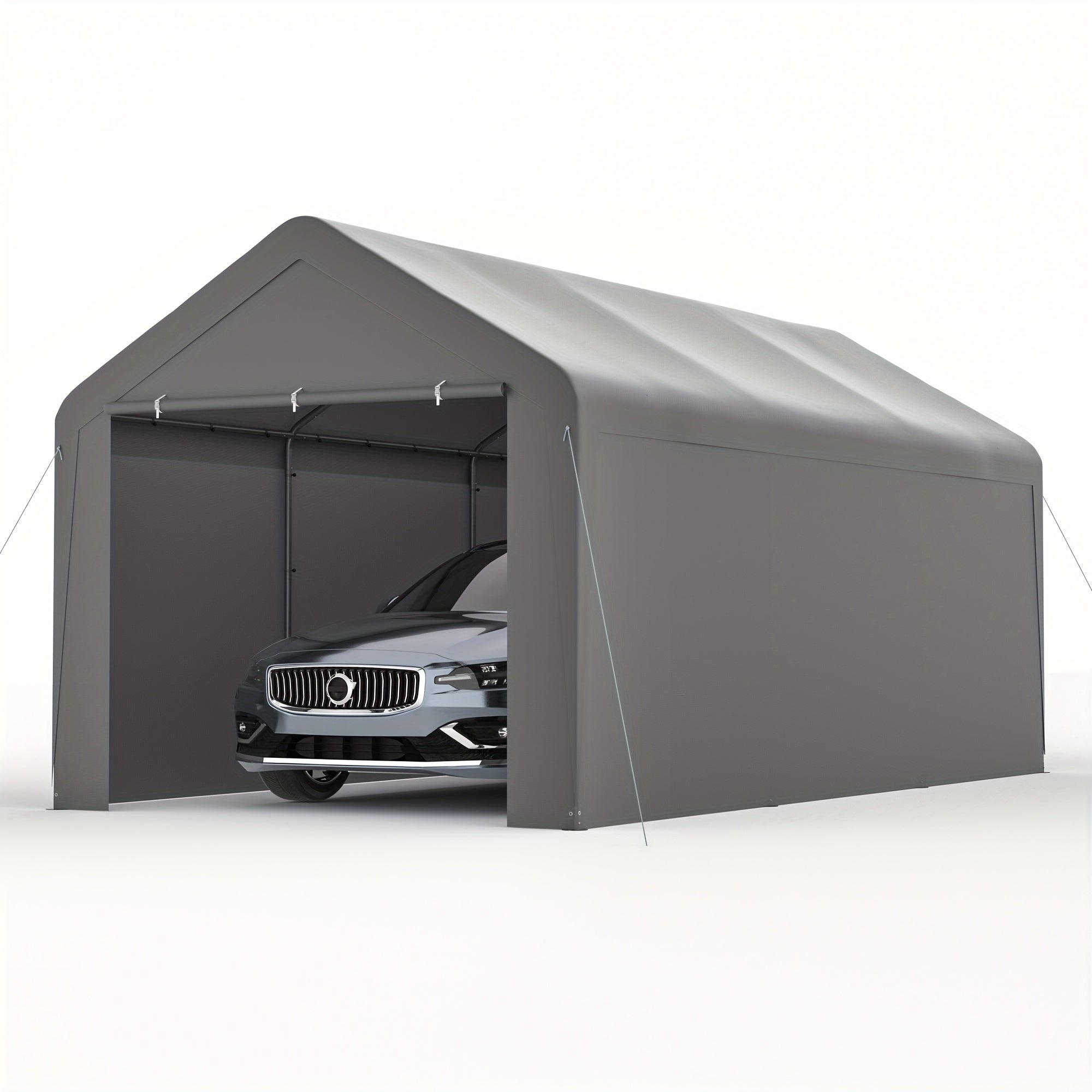 10x20ft Heavy‑Duty Carport, Waterproof UV‑Protected Portable Garage with Removable Sidewalls & Roll‑Up Door