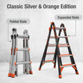 Multi‑Position Folding Aluminum Ladder, Aircraft‑Grade Heavy Duty Ladder with Non‑Slip Rubber Feet, Compact Foldable Design for Home Repair, Roof & Outdoor Work