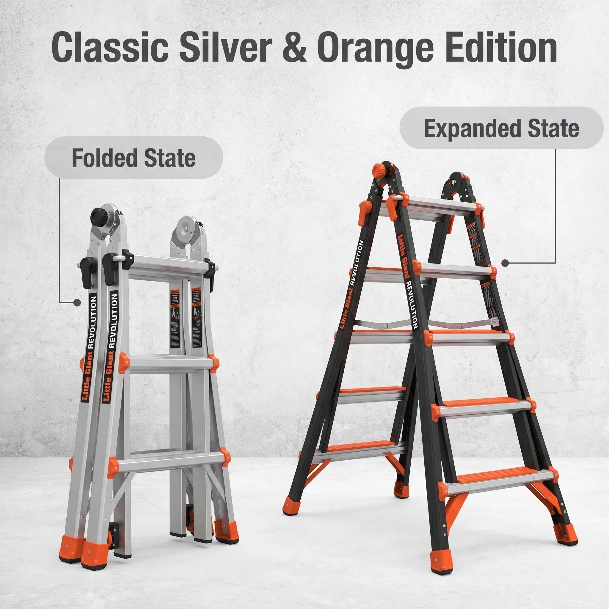 Multi‑Position Folding Aluminum Ladder, Aircraft‑Grade Heavy Duty Ladder with Non‑Slip Rubber Feet, Compact Foldable Design for Home Repair, Roof & Outdoor Work