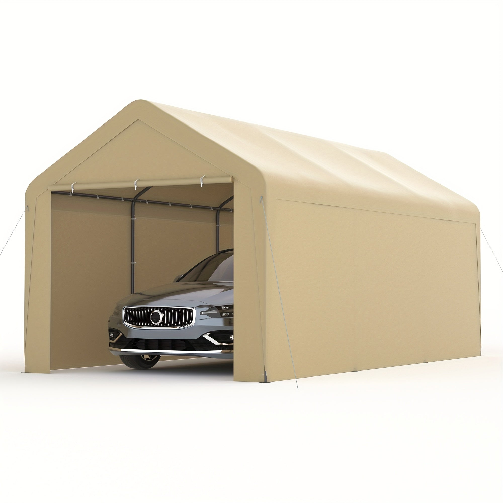 10x20ft Heavy‑Duty Carport, Waterproof UV‑Protected Portable Garage with Removable Sidewalls & Roll‑Up Door