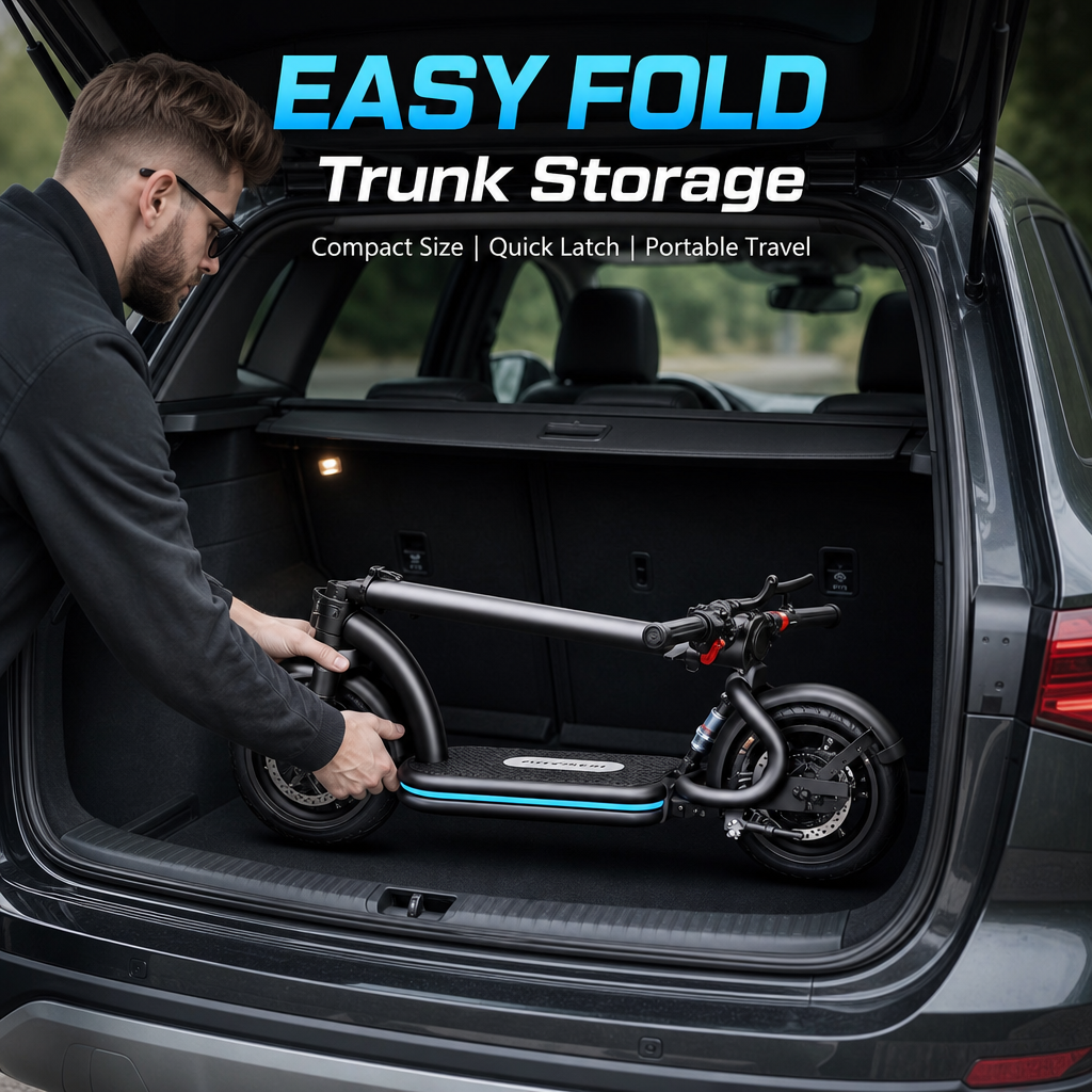 48V Dual‑Mode Foldable Electric Scooter, Detachable Seat Sit‑Stand Ride, Oil‑Spring Dual Shock Absorption, Full Lighting System for City Commute & Campus Travel