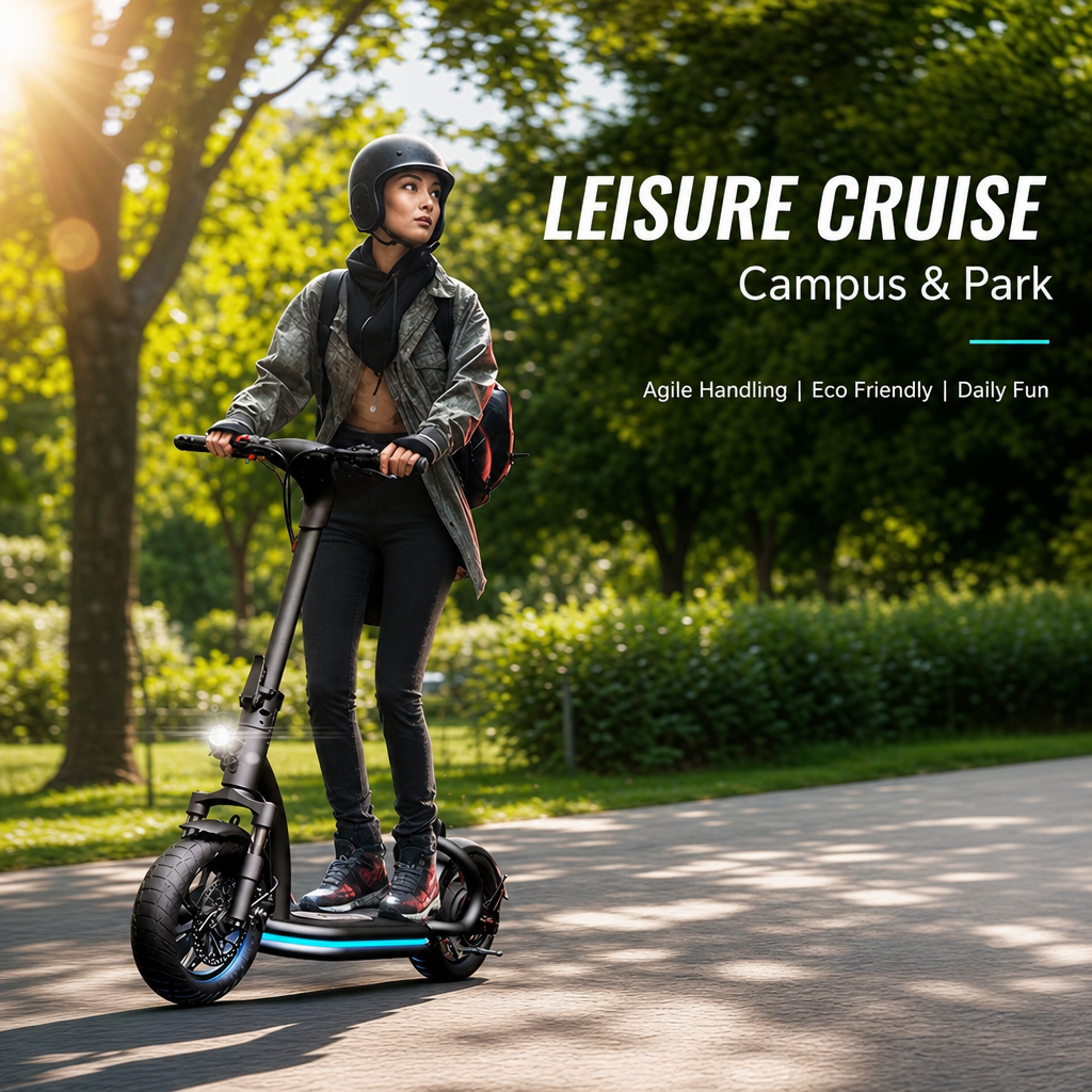 48V Dual‑Mode Foldable Electric Scooter, Detachable Seat Sit‑Stand Ride, Oil‑Spring Dual Shock Absorption, Full Lighting System for City Commute & Campus Travel