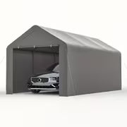 10x20ft Heavy‑Duty Carport, Waterproof UV‑Protected Portable Garage with Removable Sidewalls & Roll‑Up Door