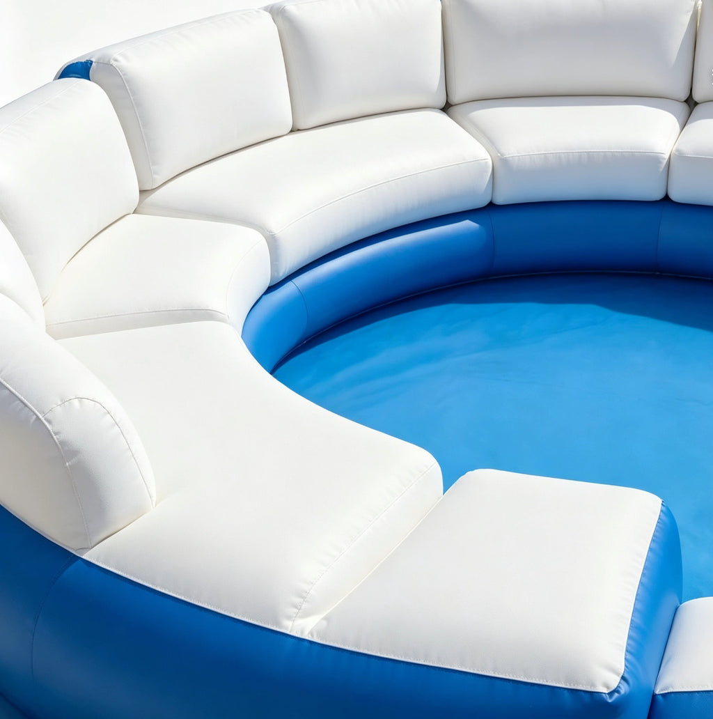 Premium Inflatable Hot Tub Spa with Fold‑Canopy & LED Ambient Lighting, 4‑7 Person Portable Outdoor Inflatable Spa Pool with Electric Air Pump