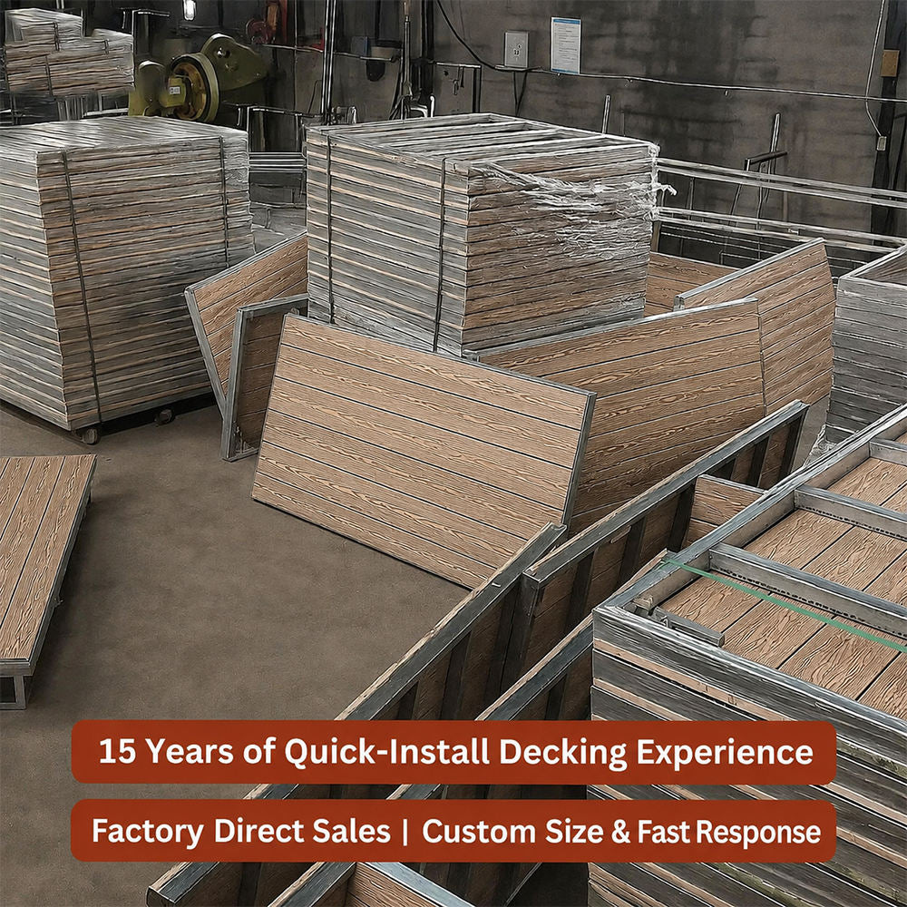 Portable WPC Deck Platform, Quick‑Assembly Modular Outdoor Flooring, Reusable Interlocking Composite Deck Tiles for Events, Camping & Backyard