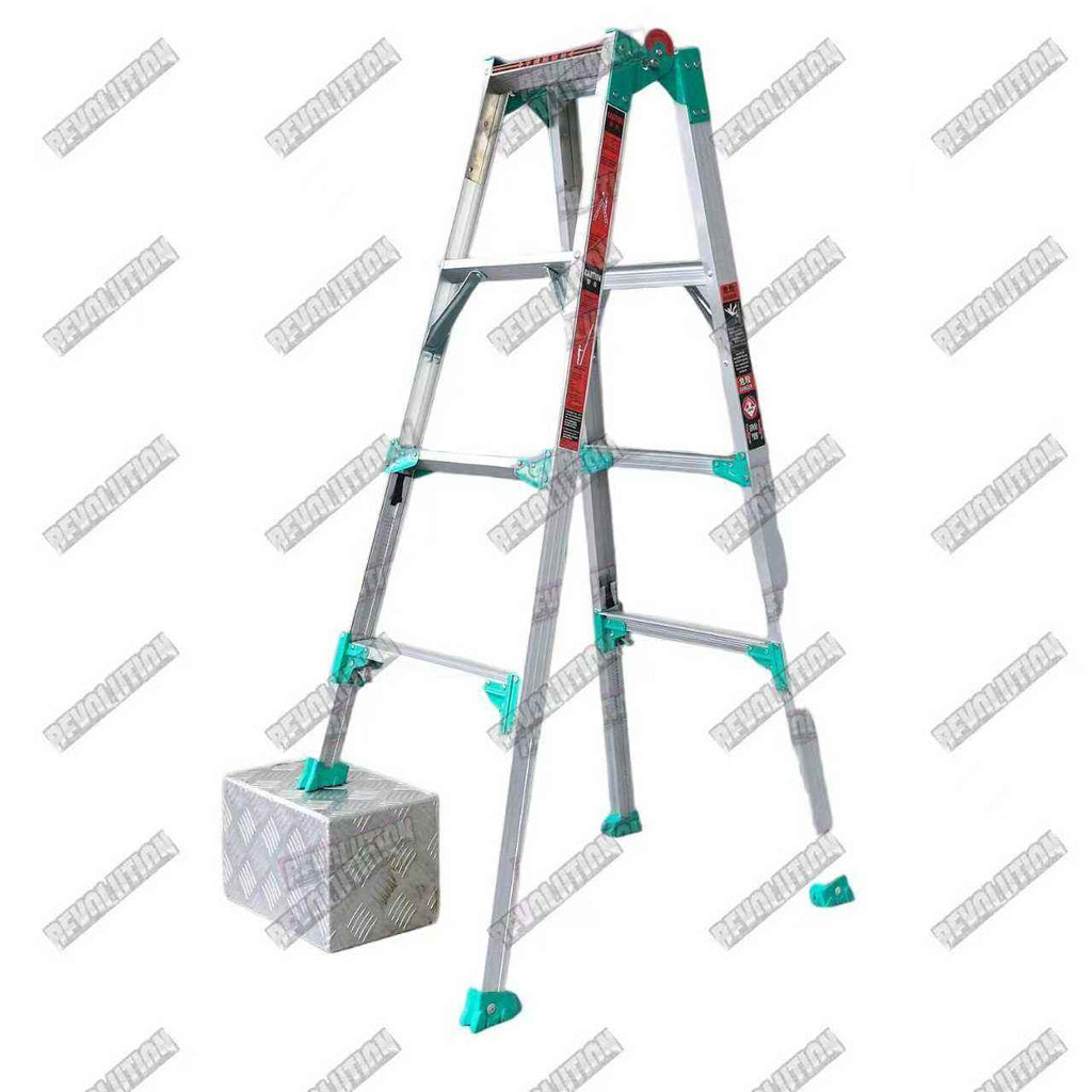 Multi‑Purpose Folding Aluminum Step Ladder, Heavy Duty Adjustable A‑Frame Telescoping Ladder for Household & Industrial Work