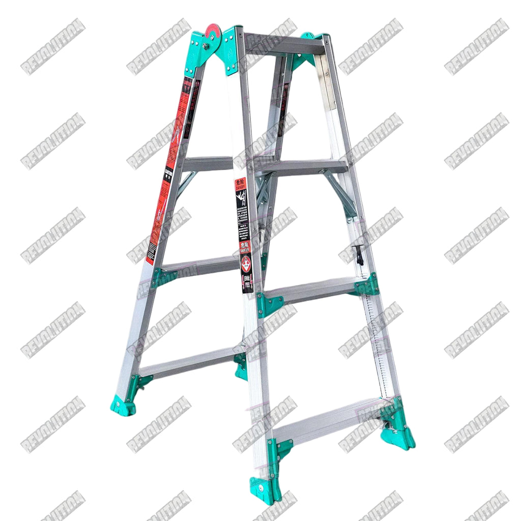 Multi‑Purpose Folding Aluminum Step Ladder, Heavy Duty Adjustable A‑Frame Telescoping Ladder for Household & Industrial Work