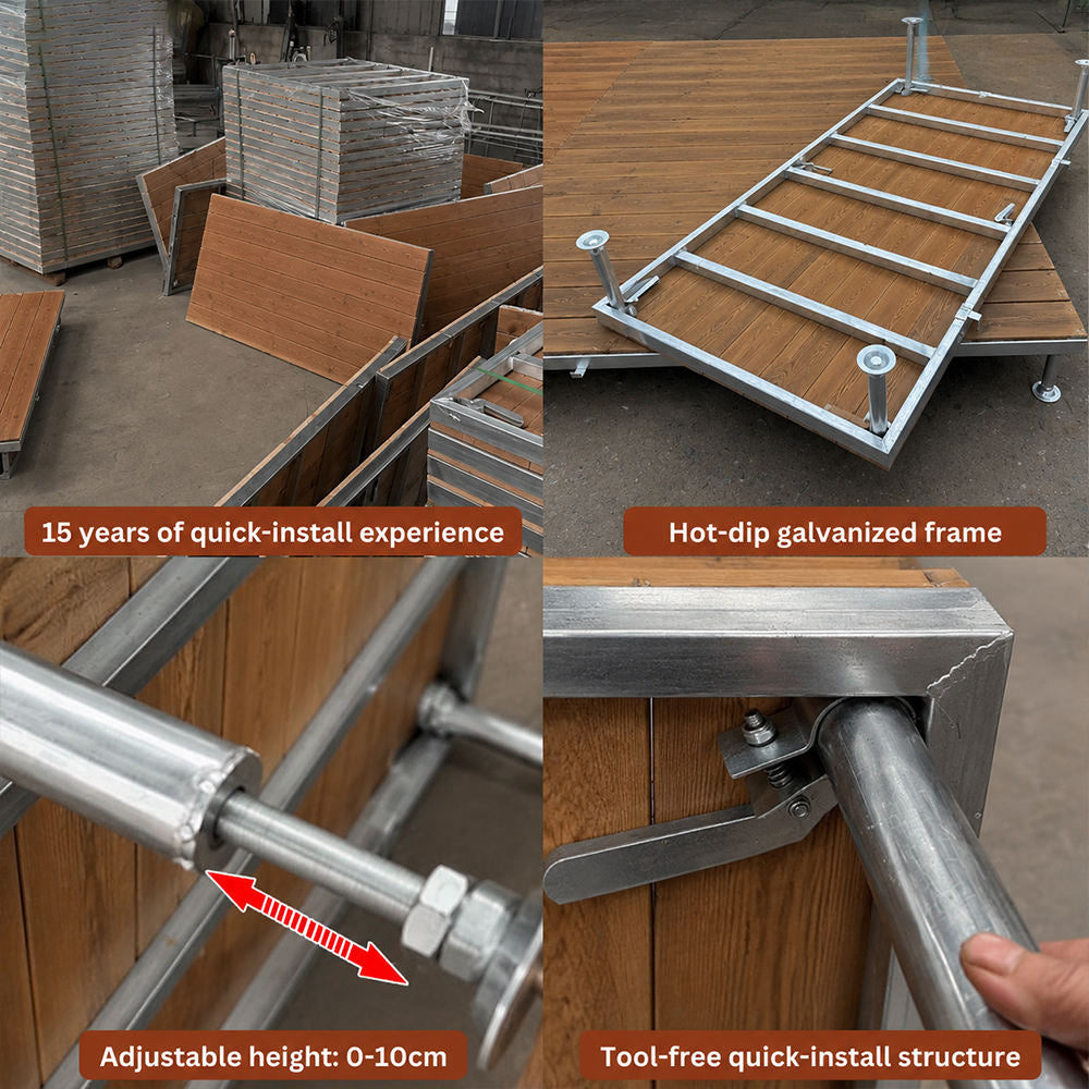 Portable WPC Deck Platform, Quick‑Assembly Modular Outdoor Flooring, Reusable Interlocking Composite Deck Tiles for Events, Camping & Backyard