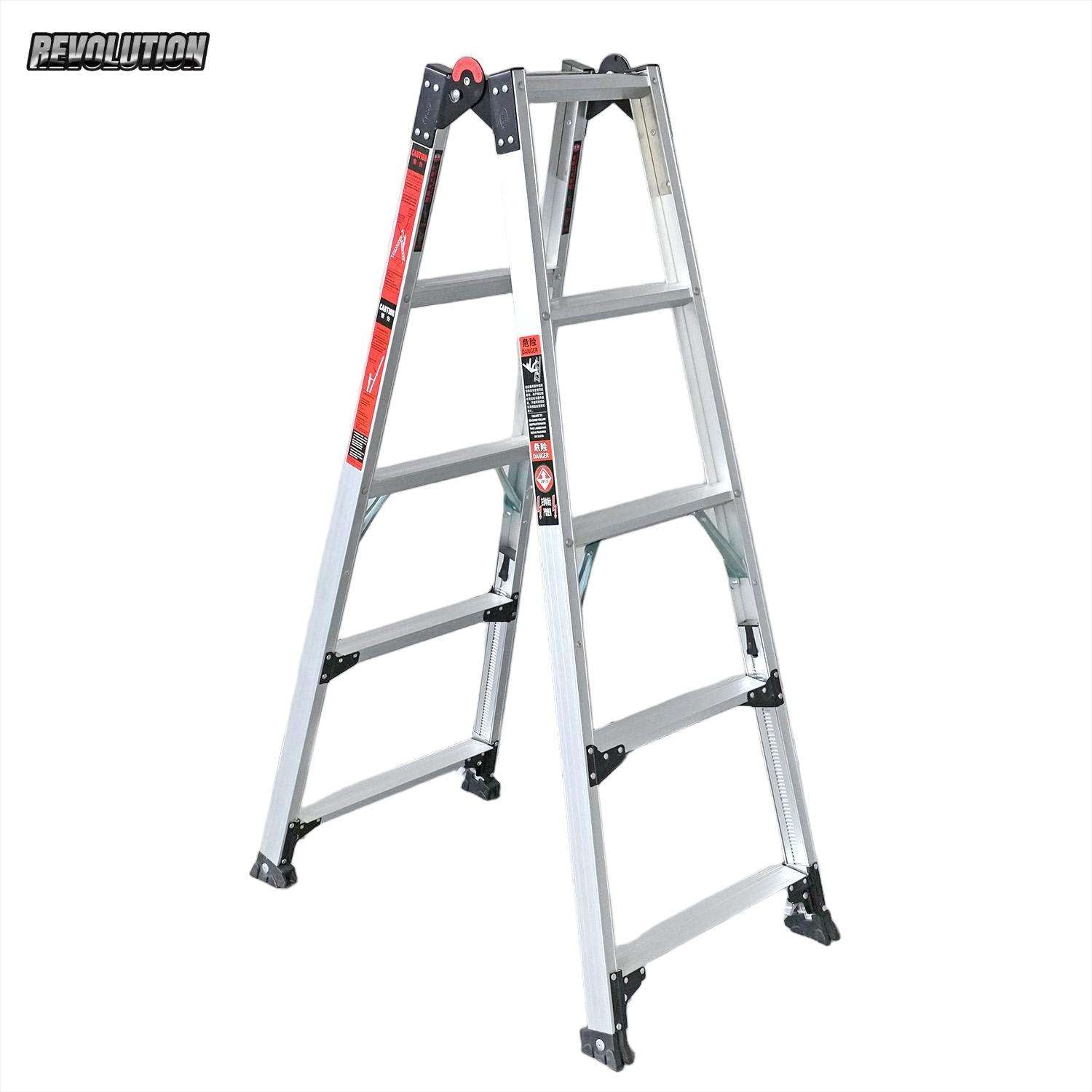 Multi‑Purpose Folding Aluminum Step Ladder, Heavy Duty Adjustable A‑Frame Telescoping Ladder for Household & Industrial Work