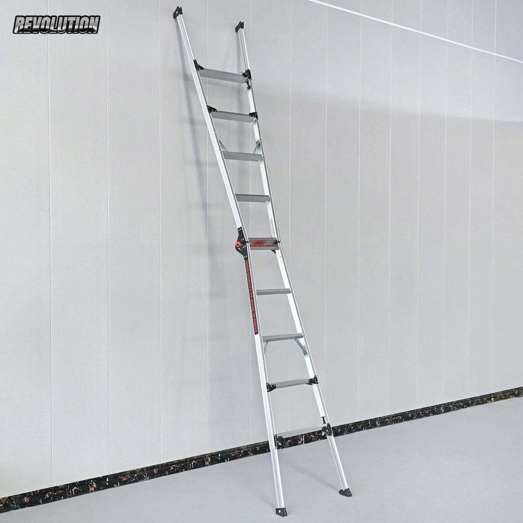 Multi‑Purpose Folding Aluminum Step Ladder, Heavy Duty Adjustable A‑Frame Telescoping Ladder for Household & Industrial Work