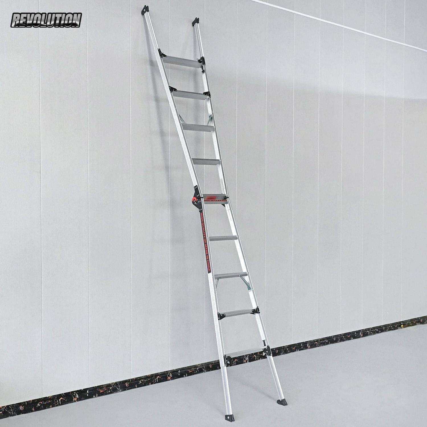 Multi‑Purpose Folding Aluminum Step Ladder, Heavy Duty Adjustable A‑Frame Telescoping Ladder for Household & Industrial Work