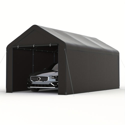 10x20ft Heavy‑Duty Carport, Waterproof UV‑Protected Portable Garage with Removable Sidewalls & Roll‑Up Door