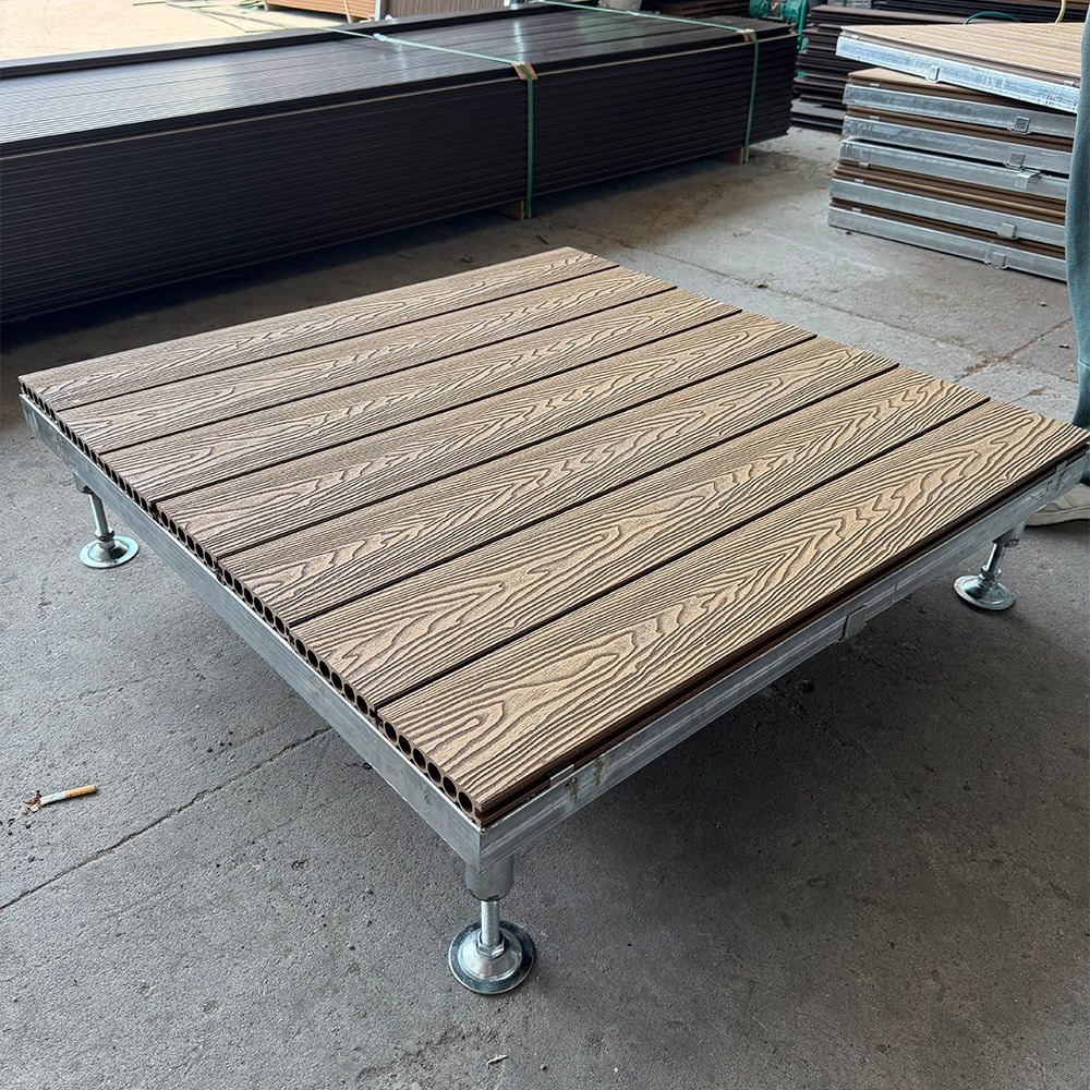 Portable WPC Deck Platform, Quick‑Assembly Modular Outdoor Flooring, Reusable Interlocking Composite Deck Tiles for Events, Camping & Backyard