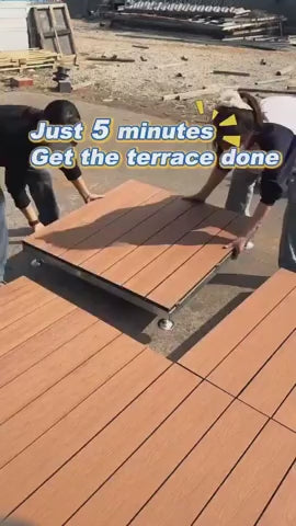 Portable WPC Deck Platform, Quick‑Assembly Modular Outdoor Flooring, Reusable Interlocking Composite Deck Tiles for Events, Camping & Backyard