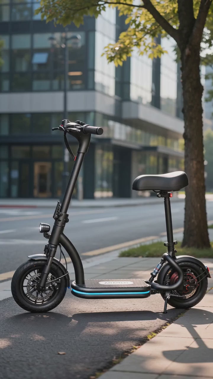 48V Dual‑Mode Foldable Electric Scooter, Detachable Seat Sit‑Stand Ride, Oil‑Spring Dual Shock Absorption, Full Lighting System for City Commute & Campus Travel