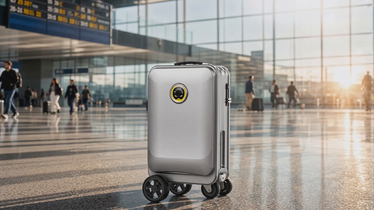 Ridable Scooter Luggage, Foldable Carry‑On Suitcase with TSA Lock, 360° Silent Wheels for Travel Business Campus Commute