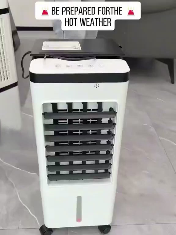 180° Oscillation Double‑Fan Evaporative Air Cooler, Portable Swamp Cooler with Water Tank & Ice Packs for Home Bedroom Patio